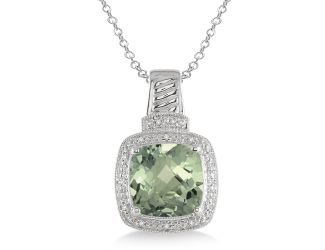 Green Amethyst & Diamond Necklace