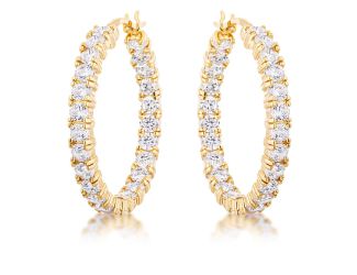 18 K Gold Plated Eternity Hoop Earrings
