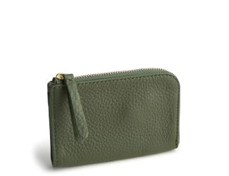 Zip Card Pouch-Bronze Green-Leather