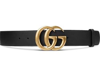 Wide Leather Belt w/Double G Buckle Size 37.40