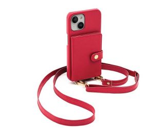 Doria - Silverlake Vegan Leather Wallet Crossbody Case for Apple iPhone 14 / 13 in Magenta