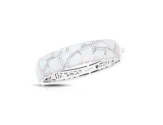 Belle Etoile Round Cubic Zirconia  studded White Sirena Bangle - 925 SS Medium Size