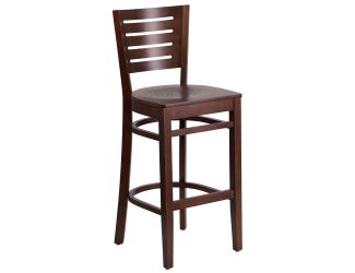 Slat Back Walnut Wood Restaurant Barstool - Hospitality Seating