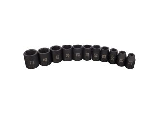 11pc 1/2-Inch Drive Shallow 6-Point Impact SAE Socket Set