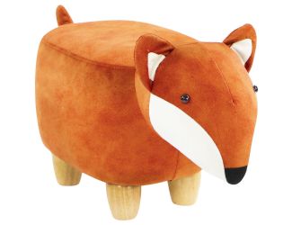 11-In. Seat Height Fox Animal Shape Mini Ottoman - Furniture for Nursery, Bedroom, Playroom, and Liv