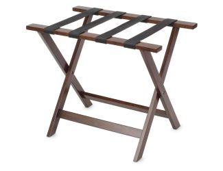 Rubberwood Folding Luggage Rack with a Walnut Finish