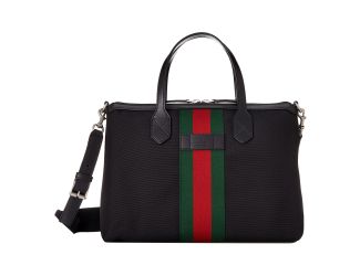 Gucci Techno Web Stripe Black Canvas Large Crossbody Duffle Bag