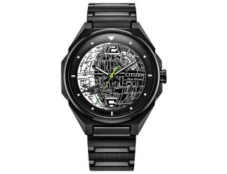 Men's Star Wars Death Star Black Stainless Steel Bracelet, Two-Tone dial