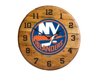 New York Islanders Oak Barrel Clock
