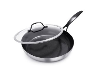 Venice Pro Noir Ceramic Nonstick 3-Ply 12" Fry Pan w/ Lid