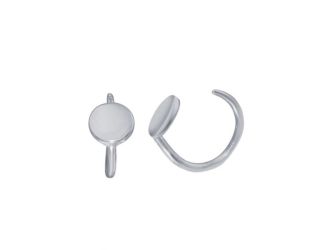 PARIKHS Rhodium Plated Disc Semi- hoop Earrings in 925 Sterling Silver