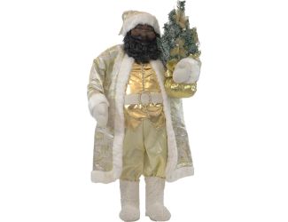 3-Ft. Music and Motion African American Santa with Prelit Christmas Tree, Christmas Animatronic