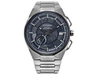 Men's Satellite Wave GPS Super Titanium Silver Watch Black Cosmos Dial