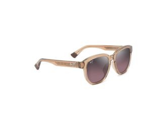 Akahai AF Polarized Sunglasses Shiny Trans Light Brown Frame Maui Rose Lens