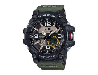 Mens Mudmaster Analog/Digital Green Cloth Band Watch Black Dial