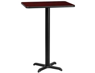24" x 30" Mahogany Laminate Table Top with 22" x 22" Bar Height Table Base