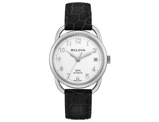 Ladies Classic Commodore, Swiss Automatic, White Dial with Black Leather Alligator-grain Strap