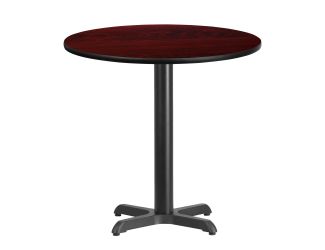 30" Round Mahogany Laminate Table Top with 22" x 22" Table Height Base