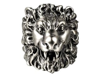 Gucci Cocktail Lion Head Motif Silver Tone Metal Ring 13