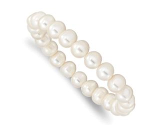 8-9mm White Near-round Freshwater Cultured Pearl Stretch Bracelet