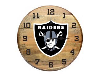 Las Vegas Raiders Oak Barrel Clock