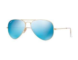 Aviator Sunglasses - Gold/Blue Flash Lenses