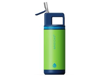 Grosche Alpine Flip N Sip 16 Oz Kids Water Bottle -  Dino Green