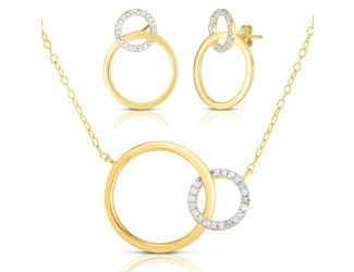 Diamond Circle Earring & Necklace Set