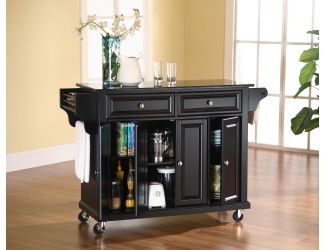 Black Granite Top Kitchen Cart/Island (Black)