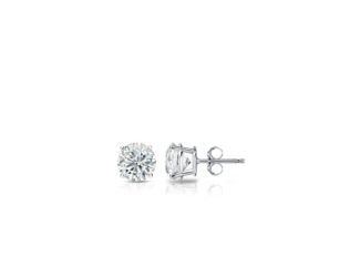 Bright White Round Lab Grown Diamond Stud in 14K White Gold 0.05ct, Color-FG, Clarity-VVS