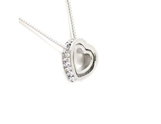 Double Heart Crystal Necklace in Silver Tone