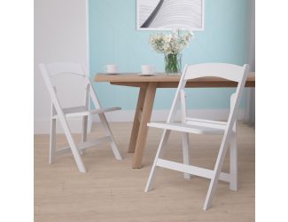 Folding Chair - White Resin - 2 Pack 1000LB Weight Capacity - Vinyl Seat