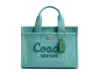Colored Dye Denim Cargo Tote 26 - Ivy/Silver