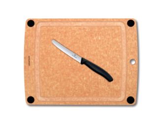 All-in-One Large Natural Cutting Board w/ Black Utility  Knife