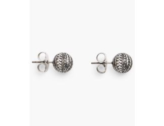 Monogram Ball Chain Studs - Light Antique Silver