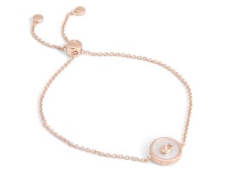 Mother of Pearl Coin Slider Bracelet - Cream/Rose Gold