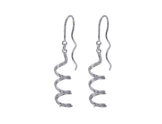 PARIKHS Rhodium Plated Spiral Dangling Hook Earring in 925 Sterling Silver