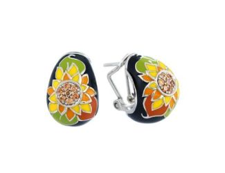Belle Etoile Round Champagne Cubic Zirconia studded Sunflower Earrings - 925 SS.