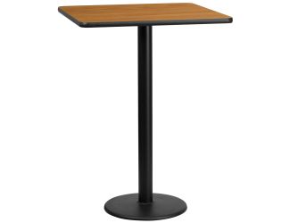 30" Square Natural Laminate Table Top with 18" Round Bar Height Table Base