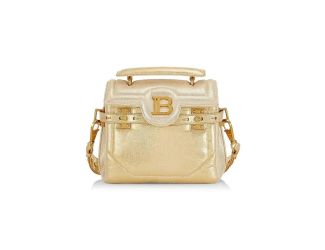 Balmain B-Buzz 23 Metallic Gold Tote Crossbody Shoulder Bag Calf Leather