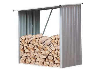 Indoor/Outdoor Galvanized Steel Woodshed Storage Rack Holds up to 55 Cu. Ft. of Stacked Firewood, Be