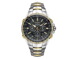 Mens Coutura Solar Radiowave Chrono Silver Case Black Dial