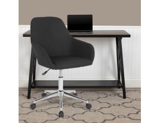 Home & Office Mid-Back Chair in Black Fabric - Upholstered Chair - Swivel Chair