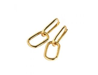 Latonia Cabella created Sterling Silver 18K Gold Vermeil Geometric Ellipse Chain design Earrings