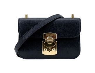 Miu Miu Madras Black Leather Crossbody Bag