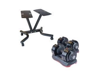 Body-Solid Tools Adjustable Dumbbells Pair w/Stand