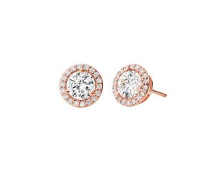 Sterling Silver Pave Stud Earrings