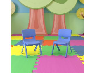 2 Pack Blue Plastic Stackable School Chair with 10.5"H Seat, Preschool Chair