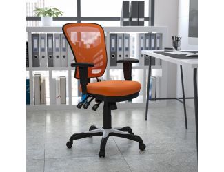 Mid-Back Orange Mesh Multifunction Ergonomic Office Chair with Adjustable Arms