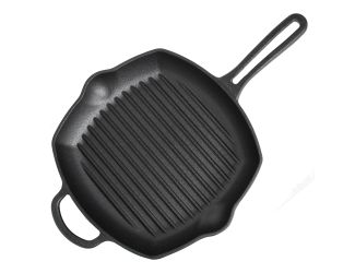 Cast Iron 10.5" Square Grill Pan - Black